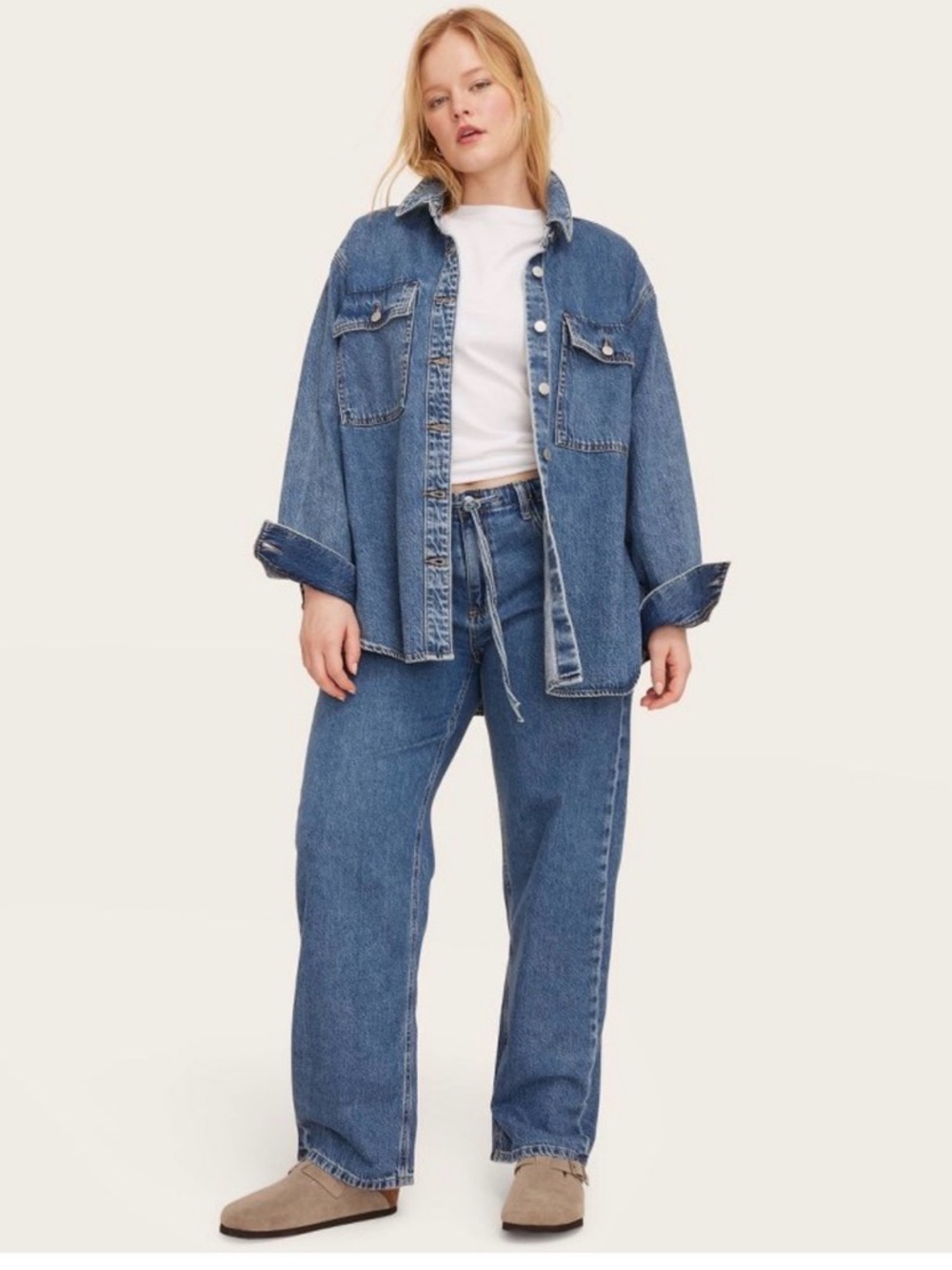 Parke X Target Long Sleeve Denim Shacket Medium Wash SZ L  NWT